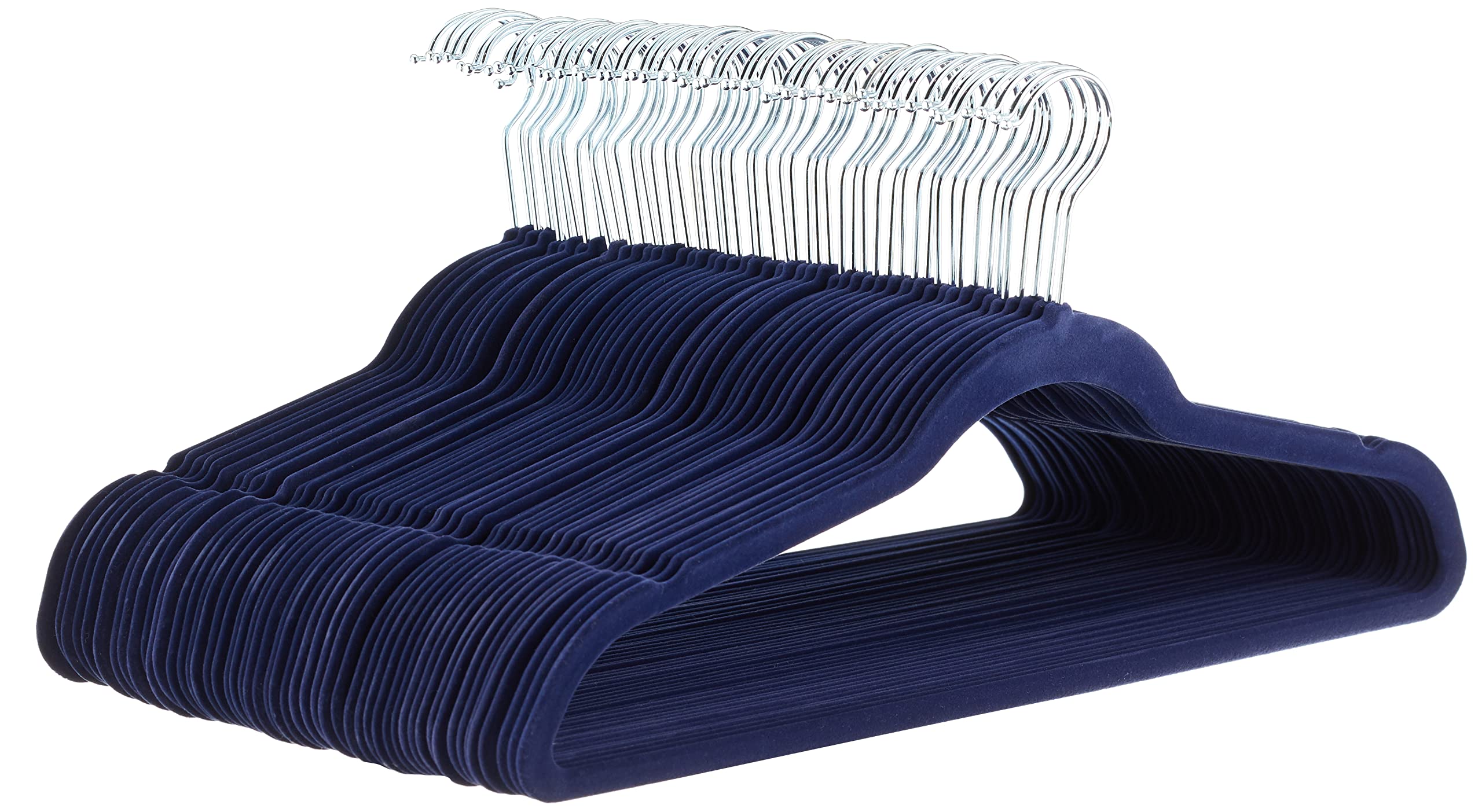 Amazon Basics Slim, Velvet, Non-Slip Suit Clothes Hangers, Pack of 50, Black